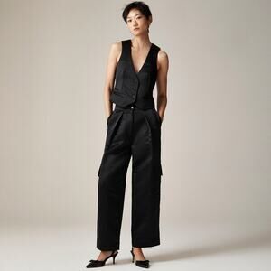 CHRISTOPHER JOHN ROGERS X J.CREW HIGH RISE CARGO PANT IN DUCHESSE SATIN